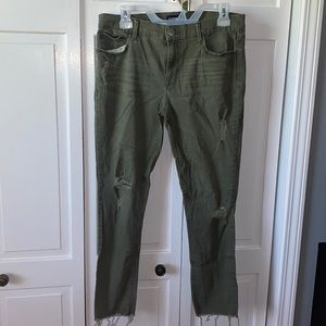 Army Green “mid rise angle legging” - jean material